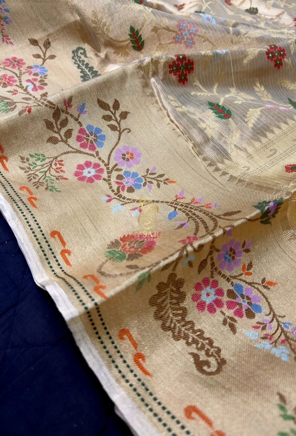 Banarasi Handloom Khaddi Pure Dubble Tissue Silk with Paithani Border Weaving Saree