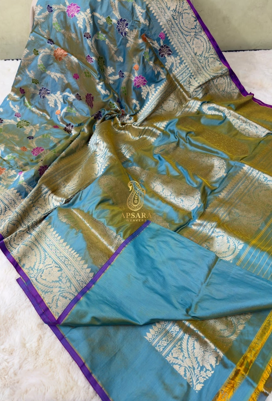 Banarasi Handloom Khaddi Pure Katan Silk Hand Weaving Kadhua Minedar Jangla Lock Weaving Saree