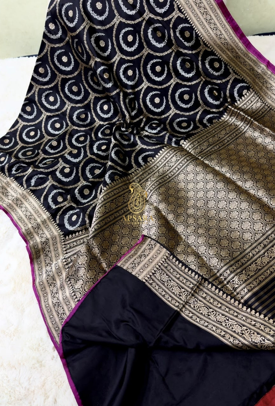 Banarasi Handloom Khaddi Pure Katan Silk Hand Weaving Kadhua Minedar Jangla Lock Weaving Saree