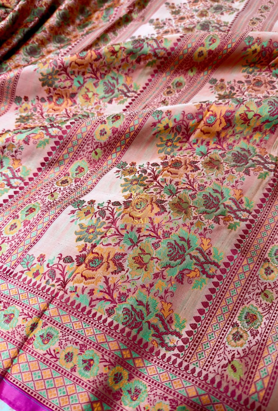 Banarsi Handloom Pure Katan Silk Jamawar Tanchhui Saree