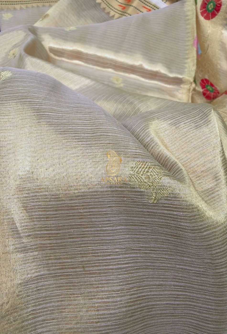 Banarasi Handloom Khaddi Pure Dubble Tissue Silk with Paithani Border Weaving Saree