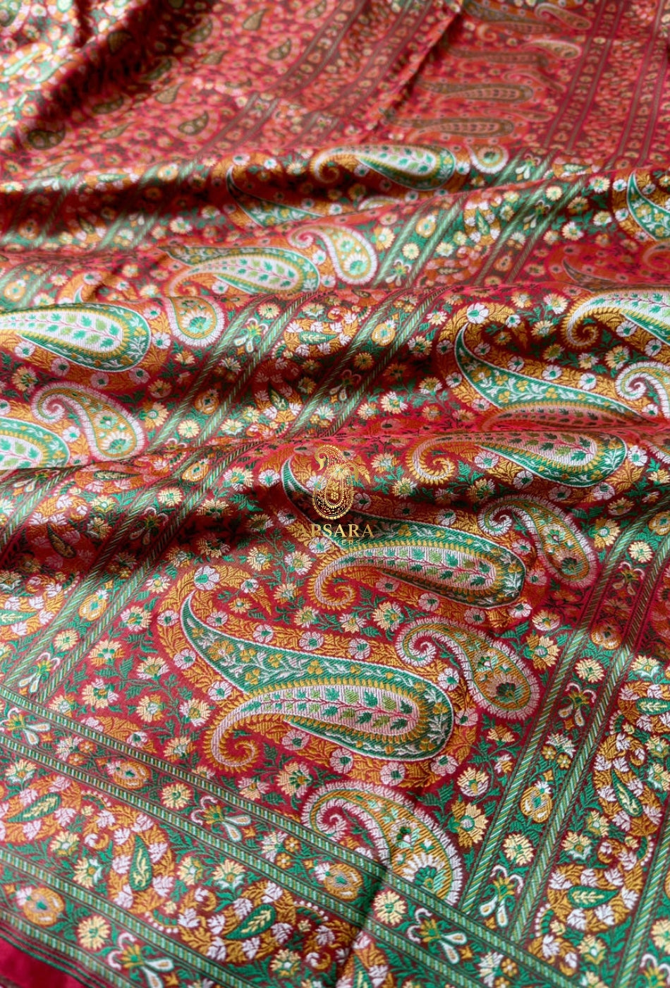 Banarsi Handloom Pure Katan Silk Jamawar Tanchhui Saree