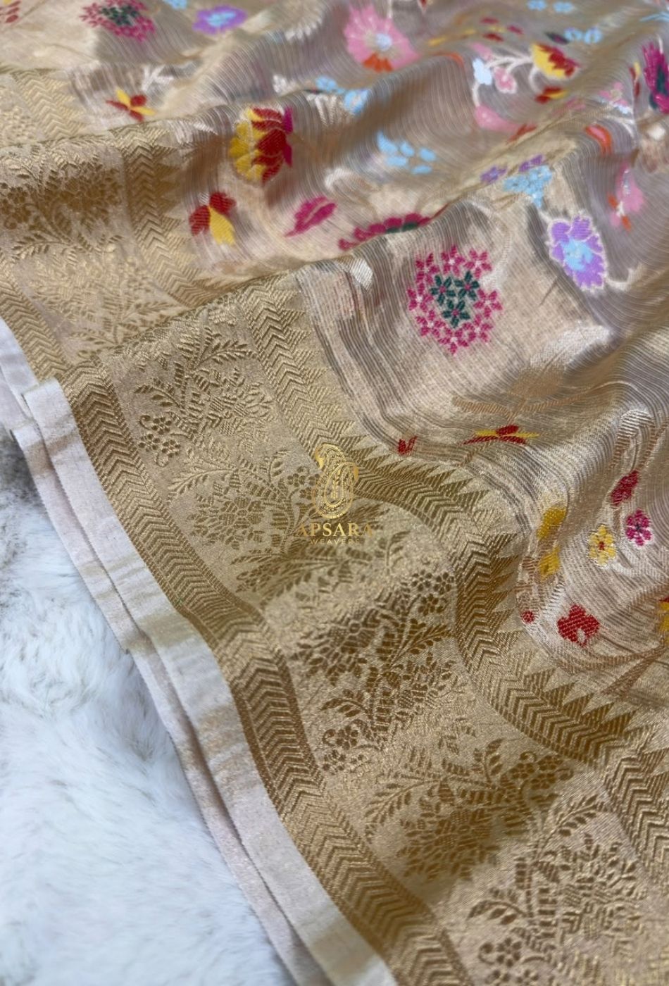 Banarasi Handloom Khaddi Pure Dubble Tissue Silk with Paithani Border Weaving Saree