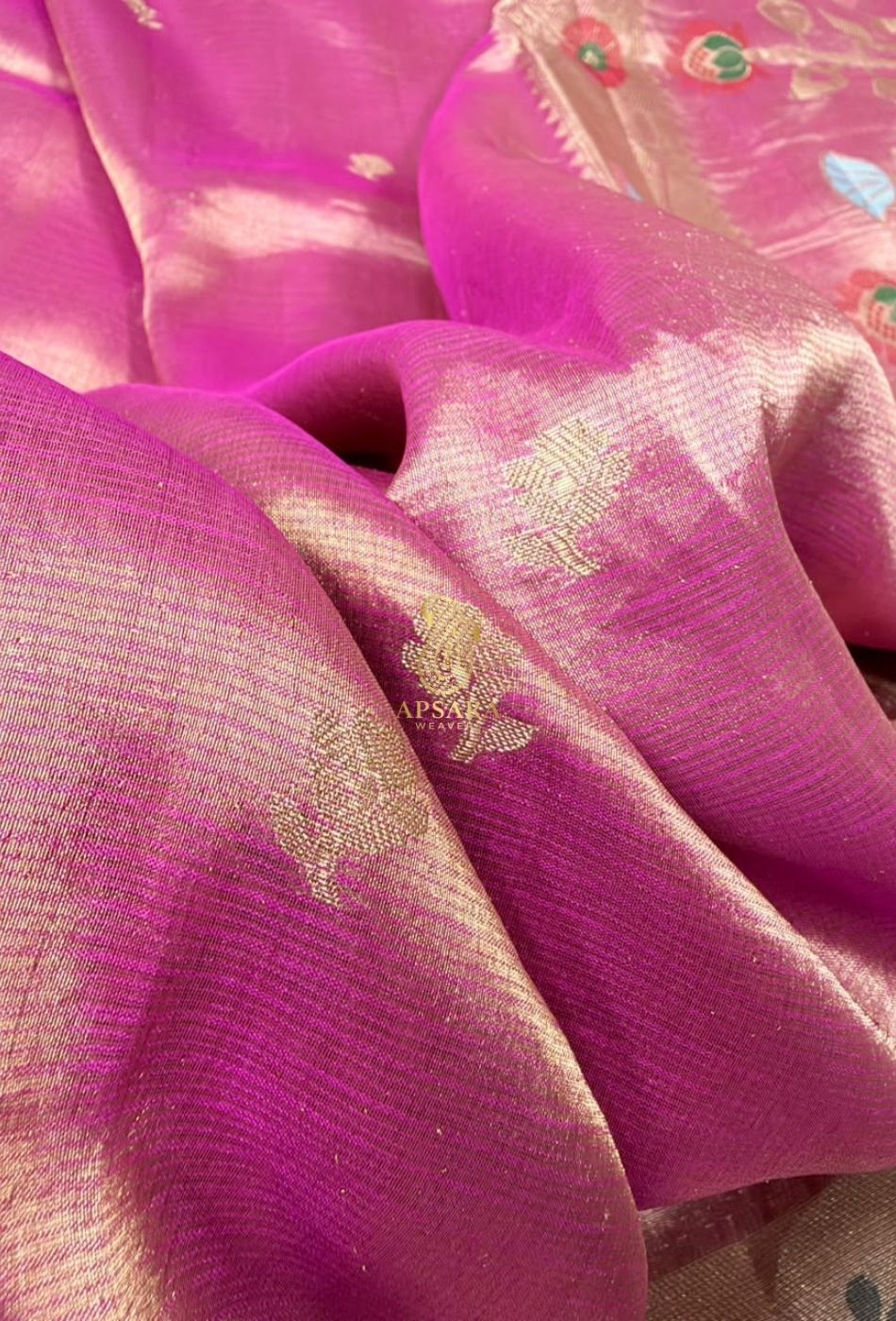 Banarasi Handloom Khaddi Pure Dubble Tissue Silk with Paithani Border Weaving Saree