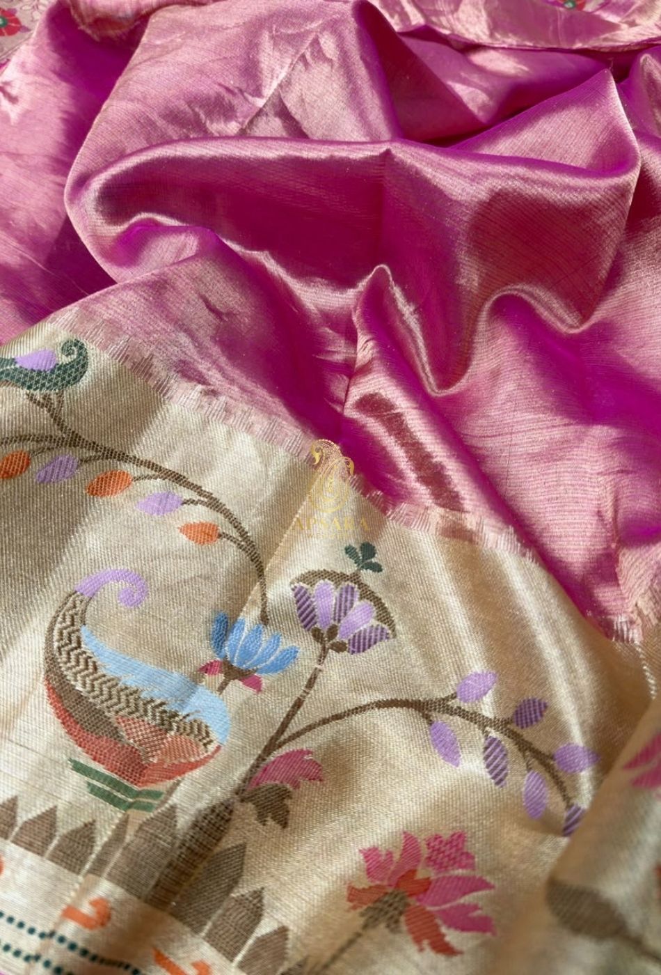 Banarasi Handloom Khaddi Pure Dubble Tissue Silk with Paithani Border Weaving Saree