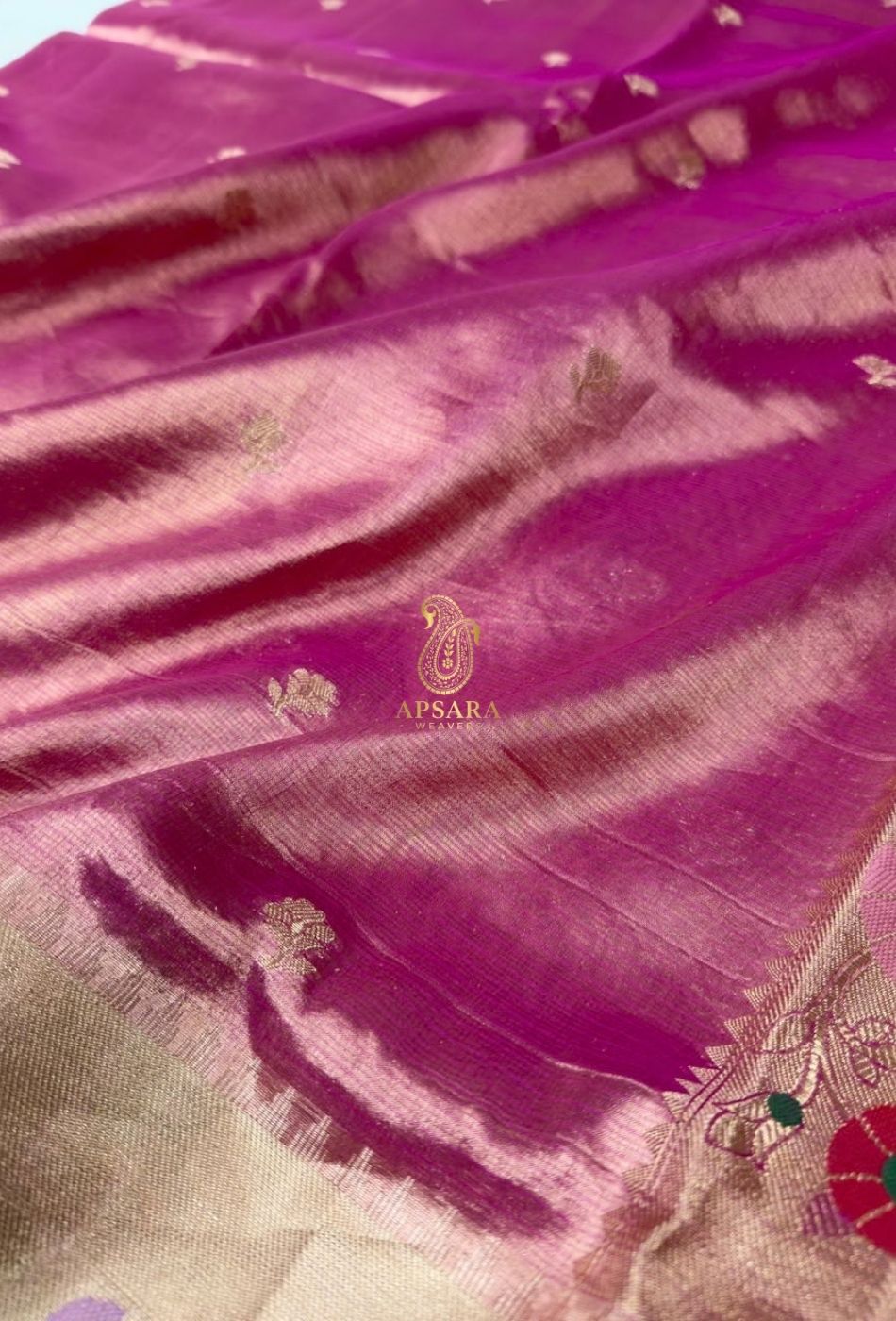 Banarasi Handloom Khaddi Pure Dubble Tissue Silk with Paithani Border Weaving Saree