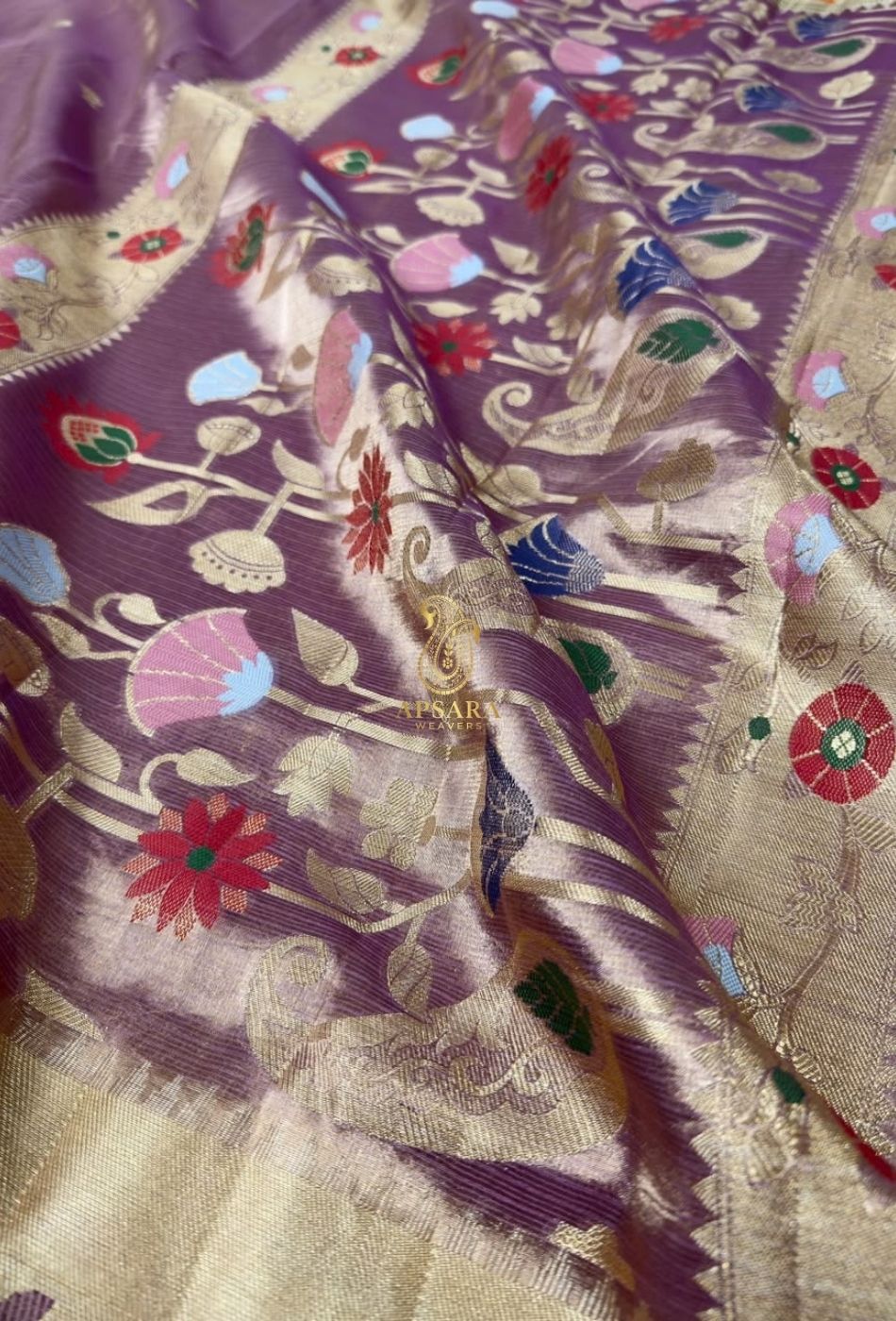 Banarasi Handloom Khaddi Pure Dubble Tissue Silk with Paithani Border Weaving Saree