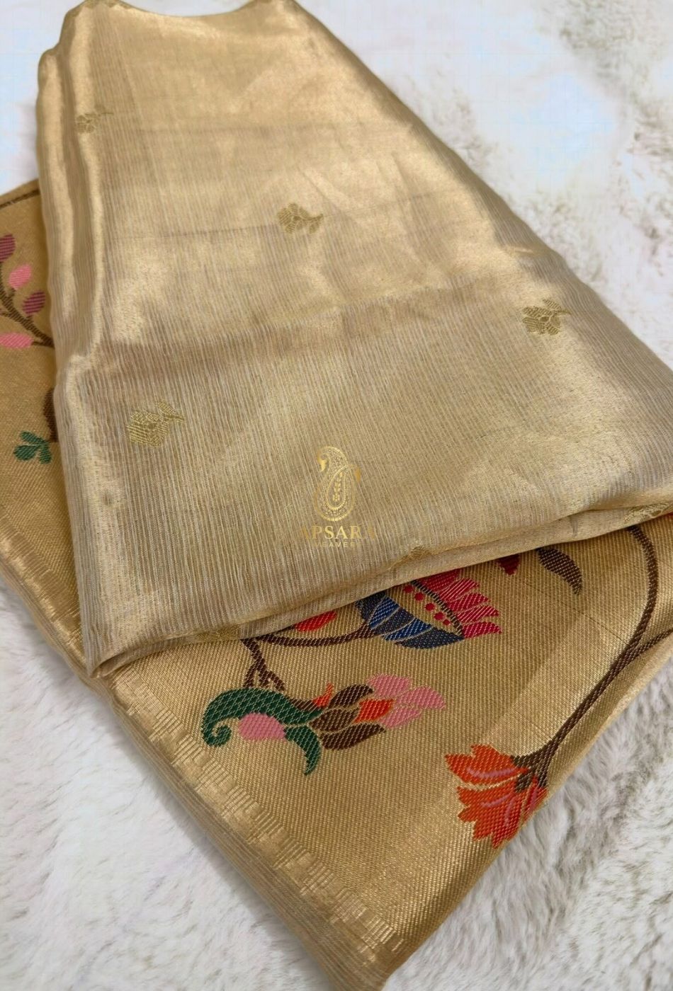Banarasi Handloom Khaddi Pure Dubble Tissue Silk with Paithani Border Weaving Saree