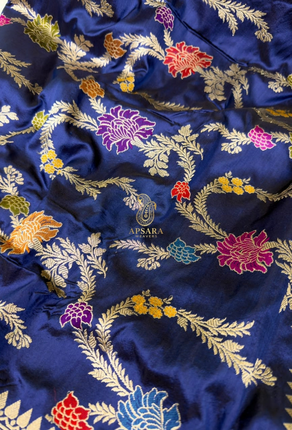 Banarasi Handloom Khaddi Pure Katan Silk Hand Weaving Kadhua Minedar Jangla Lock Weaving Saree