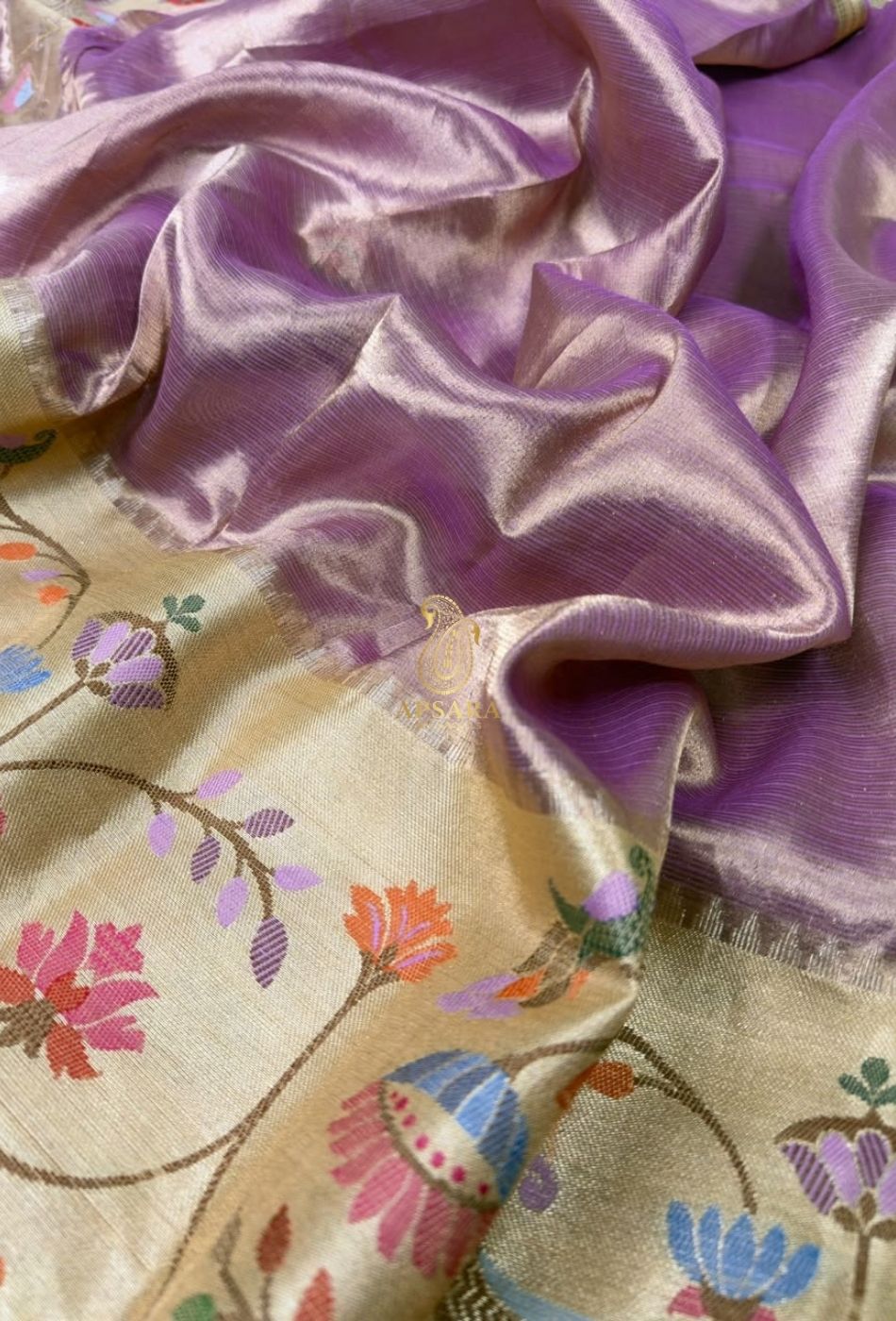 Banarasi Handloom Khaddi Pure Dubble Tissue Silk with Paithani Border Weaving Saree