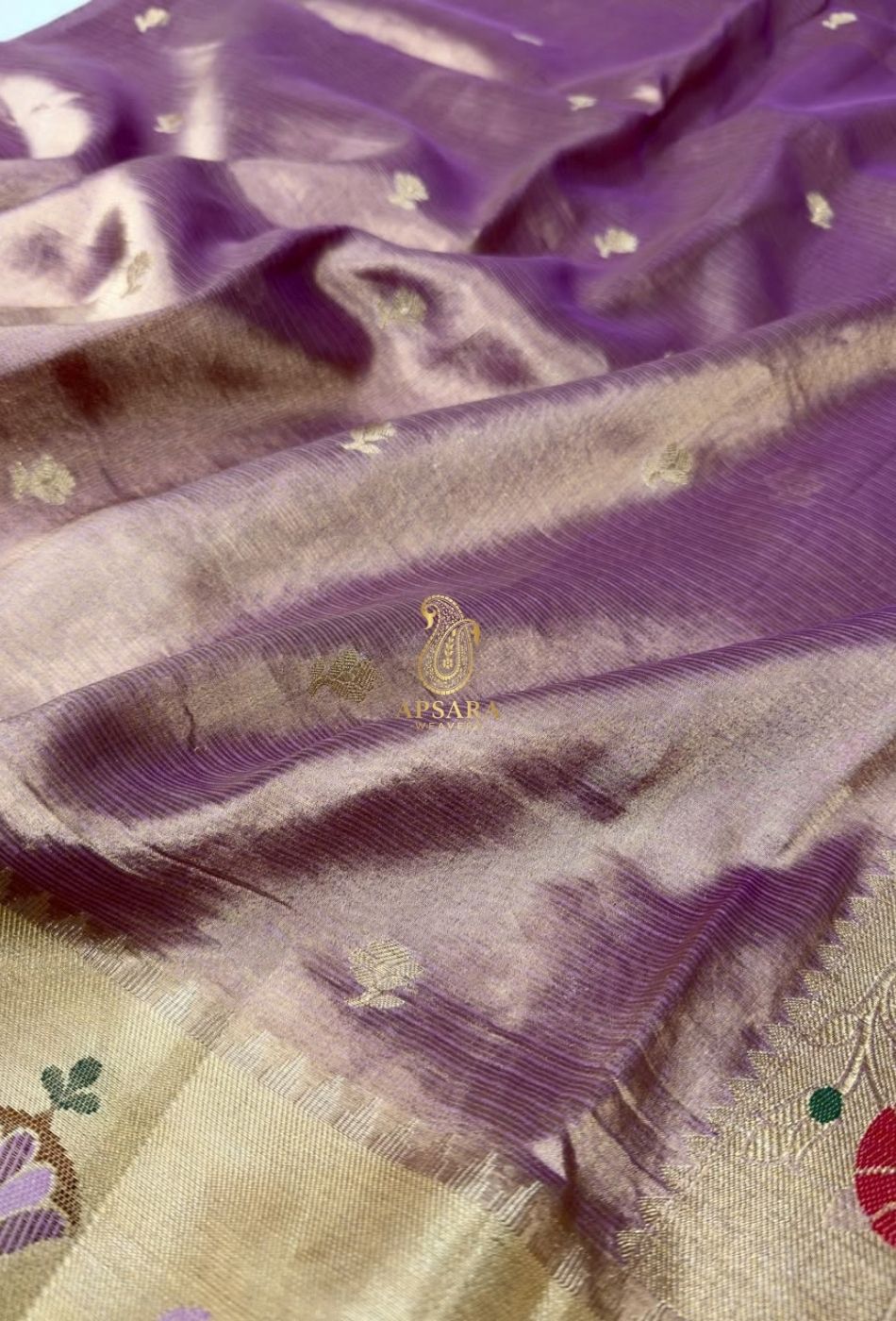 Banarasi Handloom Khaddi Pure Dubble Tissue Silk with Paithani Border Weaving Saree