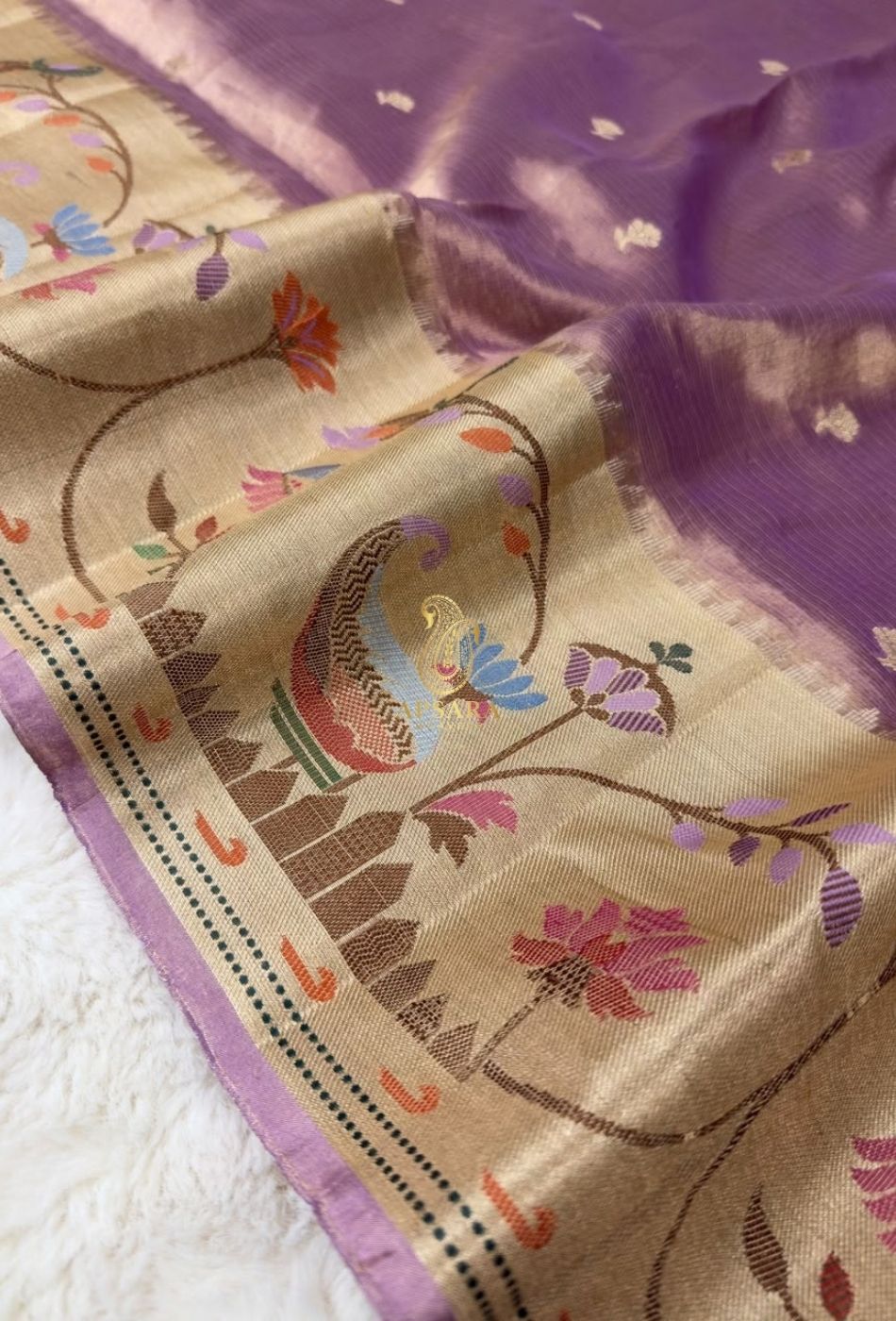 Banarasi Handloom Khaddi Pure Dubble Tissue Silk with Paithani Border Weaving Saree