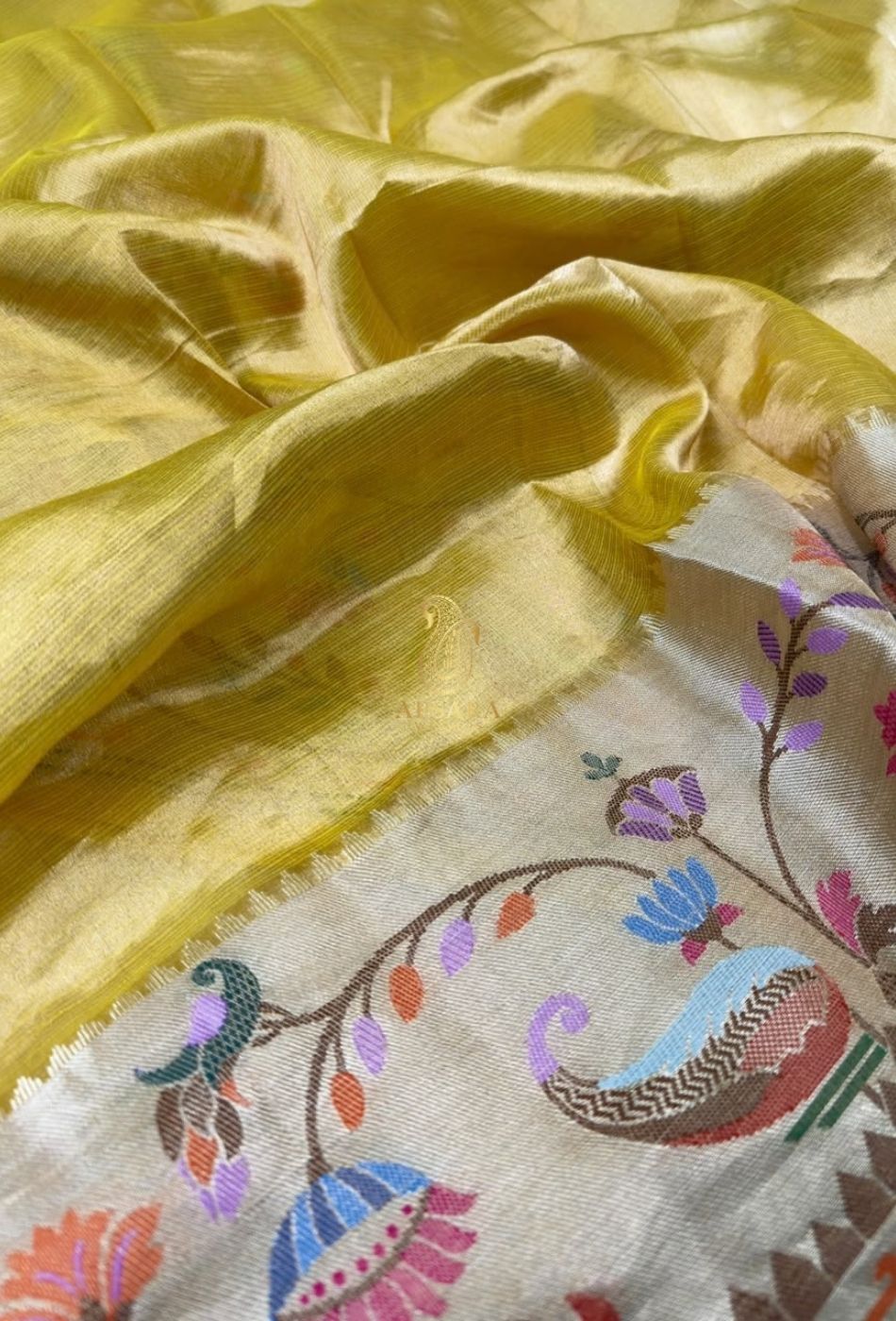 Banarasi Handloom Khaddi Pure Dubble Tissue Silk with Paithani Border Weaving Saree