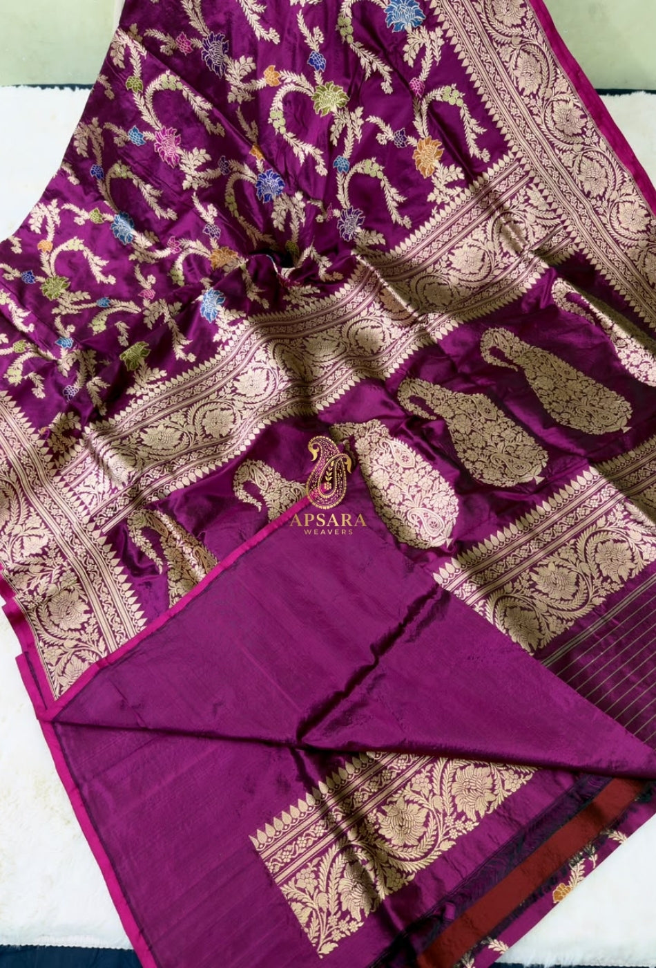 Banarasi Handloom Khaddi Pure Katan Silk Hand Weaving Kadhua Minedar Jangla Lock Weaving Saree