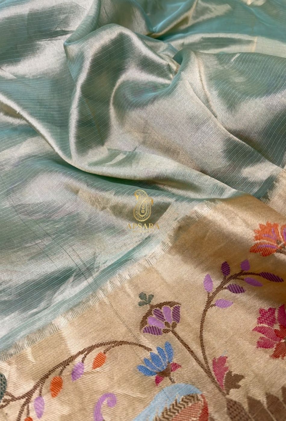 Banarasi Handloom Khaddi Pure Dubble Tissue Silk with Paithani Border Weaving Saree