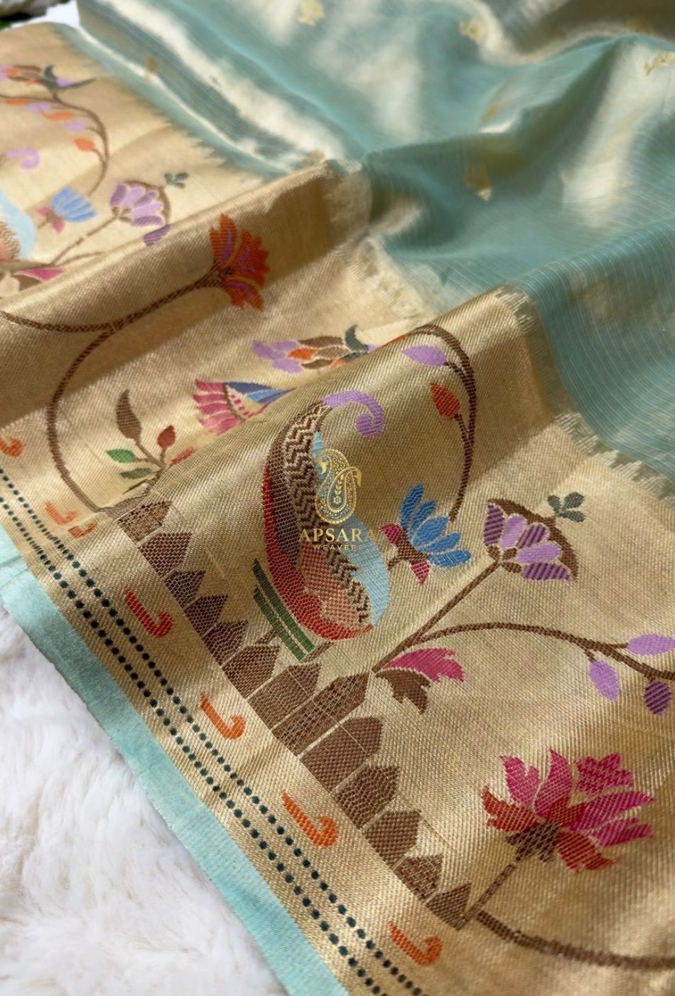Banarasi Handloom Khaddi Pure Dubble Tissue Silk with Paithani Border Weaving Saree
