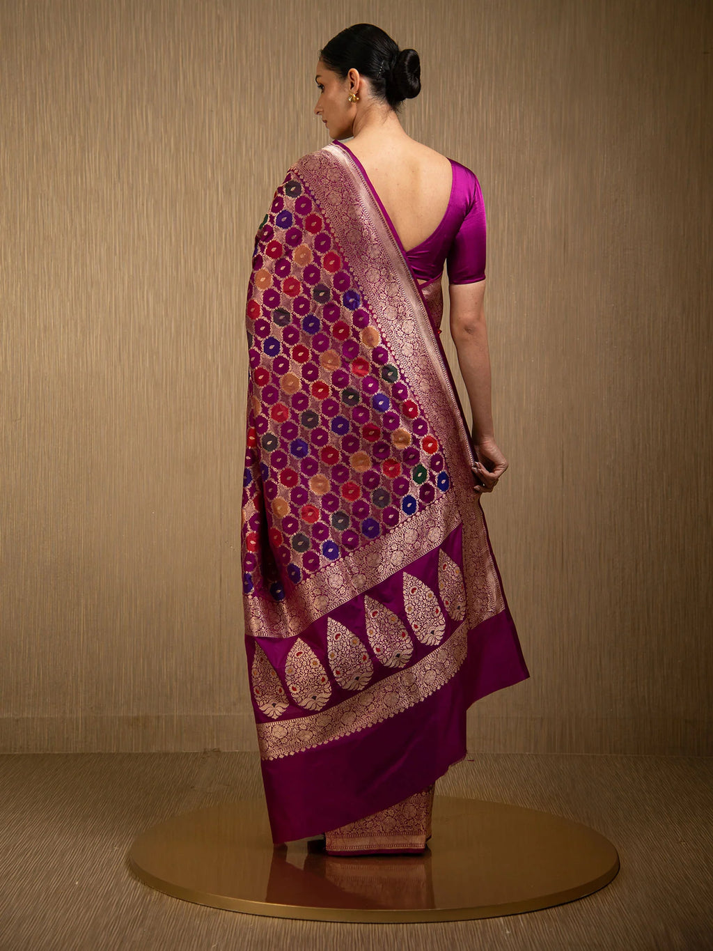 Dark Magenta Rangkat Katan Silk Handloom Banarasi Saree