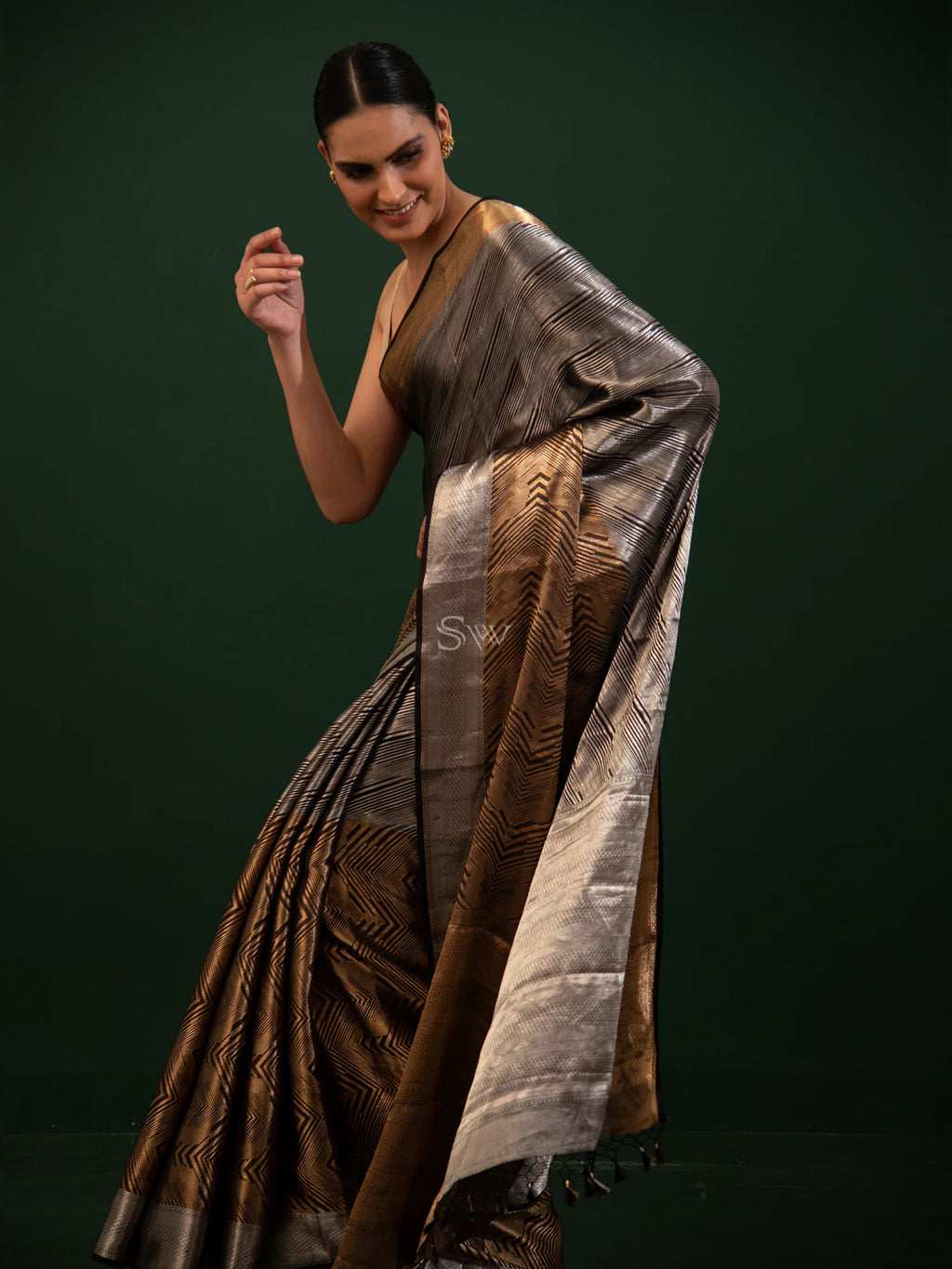Black Tissue Brocade Handloom Banarasi Saree