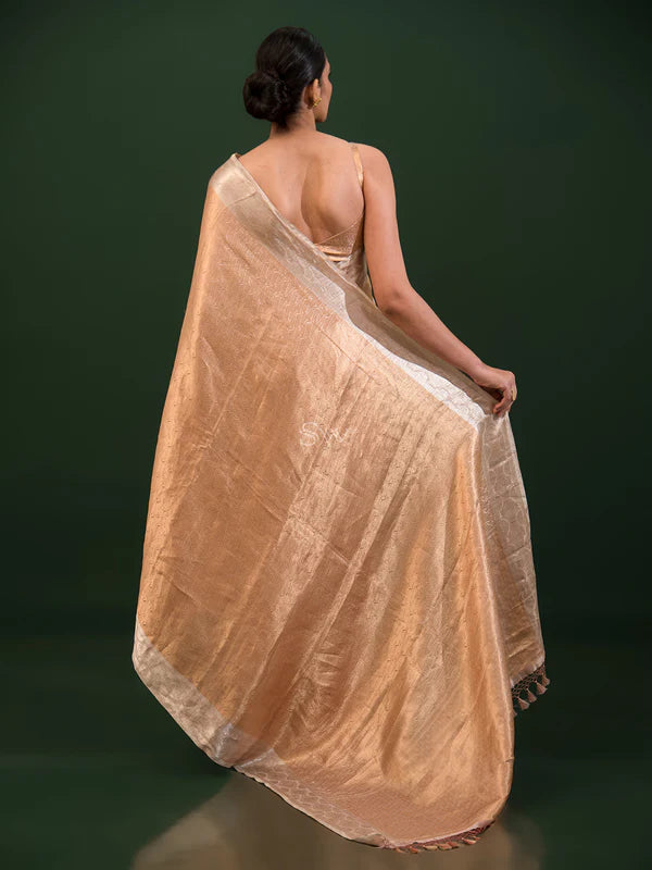 Brown Tissue Brocade Handloom Banarasi Saree