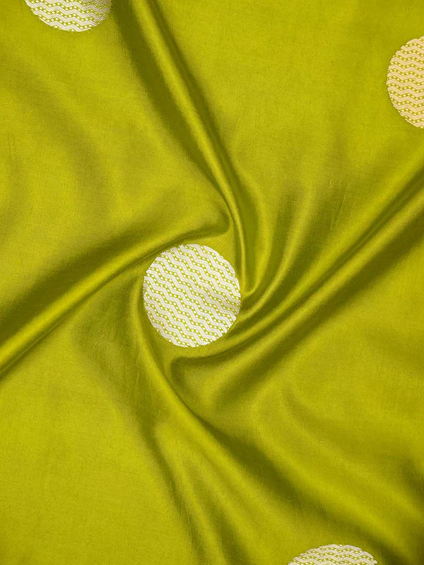 Lime Green Sona Rupa Boota Katan Silk Handloom Banarasi Saree