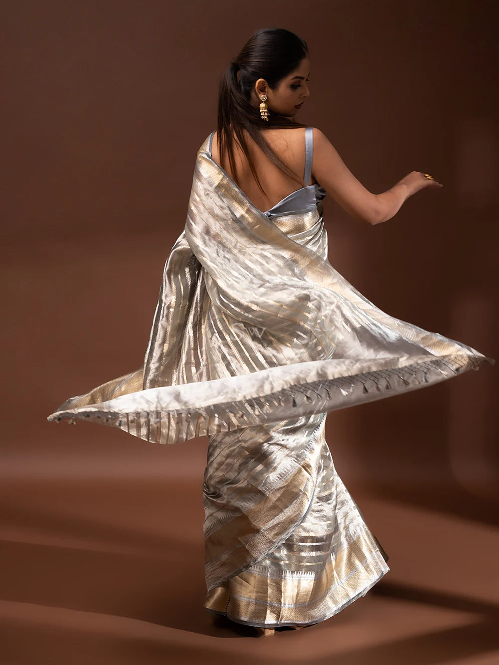 Grey Tissue Rangkat Handloom Banarasi Saree